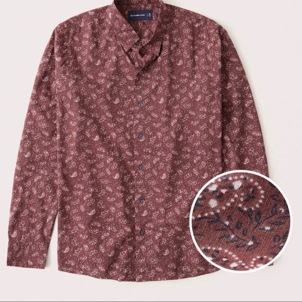 NWT Abercrombie Men’s LS Button-Up Shirt